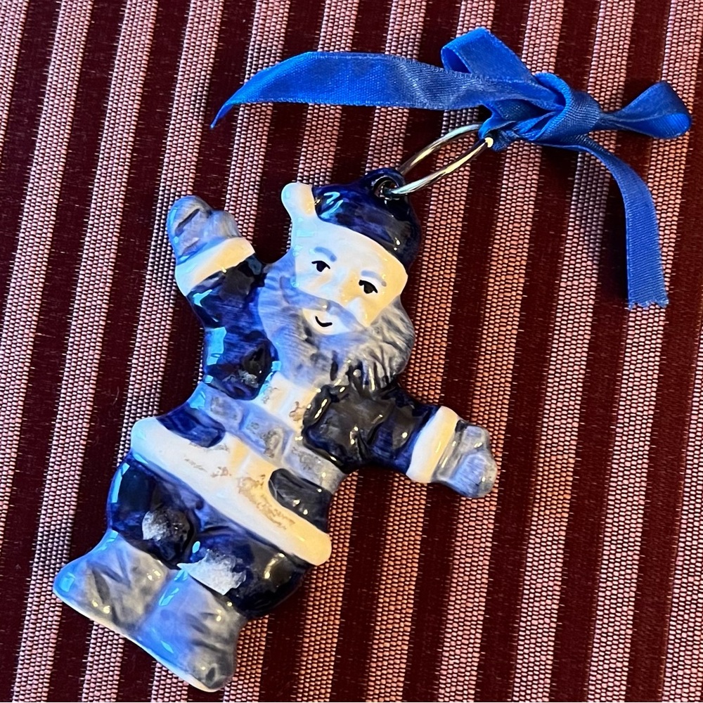 Delft, Dutch Holland Santa ceramic, hand painted ornament